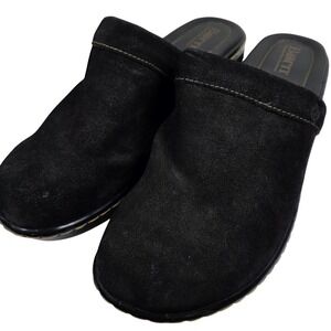 Born‎ Black Suede Leather Clogs Slip On Comfort Mules Wize 10/42 Scandi Normcore
